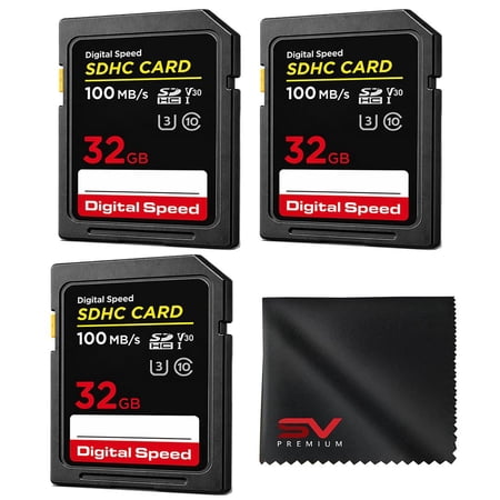 Digital Speed 3 Pack 32GB Premium High Speed SDXC Flash Memory Card SV Premium Kit