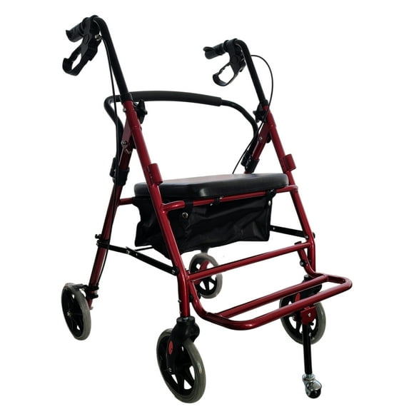 Andadera Ortopédica Aluminio con Asiento Descansapies Adulto Color Rojo Speedy