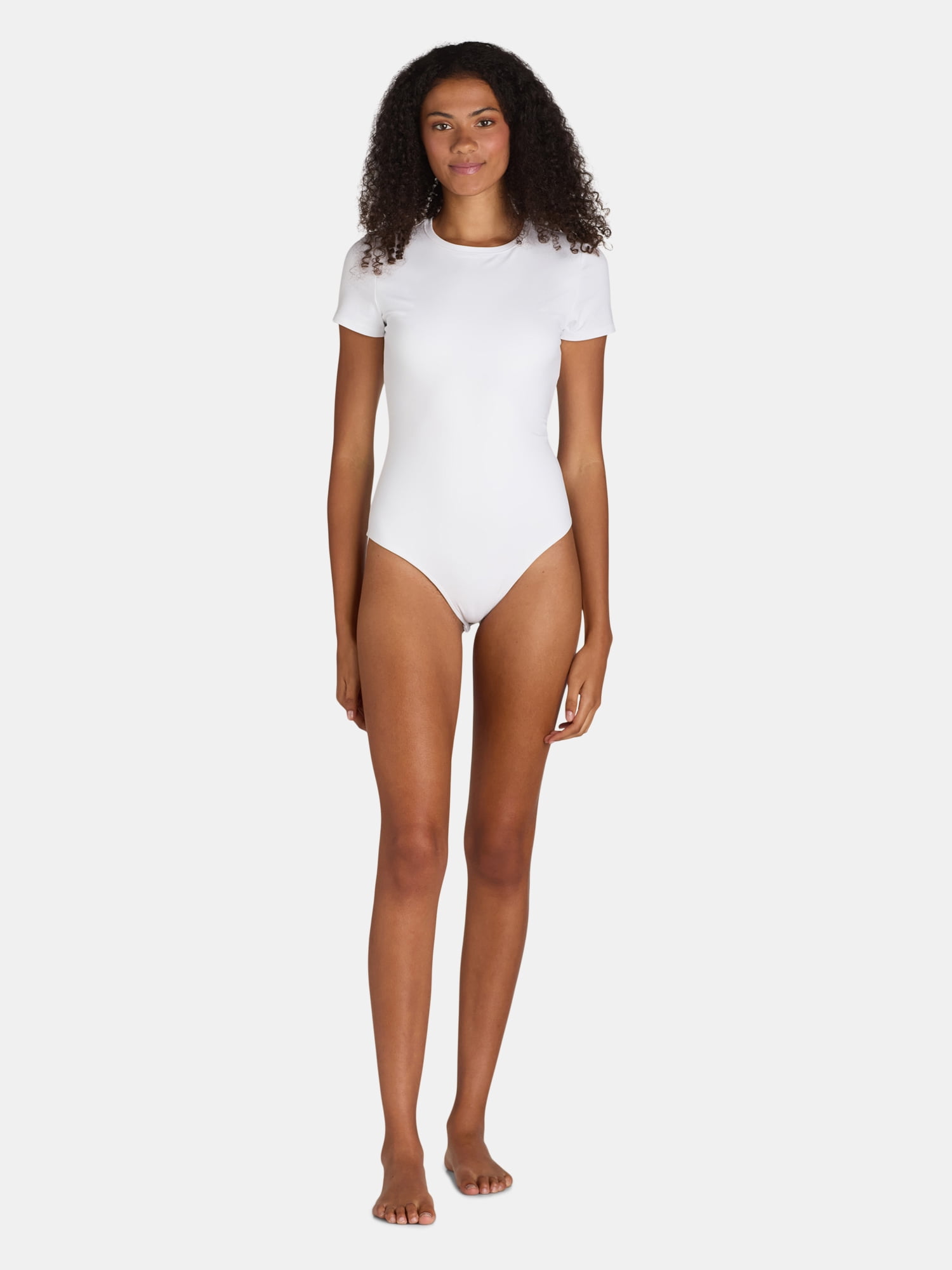 Time and Tru Women's Smoothing Bodysuit with Short Sleeves, Sizes XS-XXXL