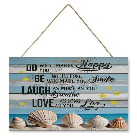 Beach Shell Wood Art Wall Hanging Signs Decorative Wood Plaque New Home Wall Decor Sign, Gift for Women Men Friends Family, Birthday Christmas Housewarming Gift 10"x16"