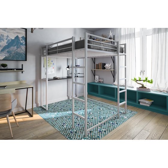Dorel DHP Full Metal Loft Bed Over Workstation Desk, Multiple Colors