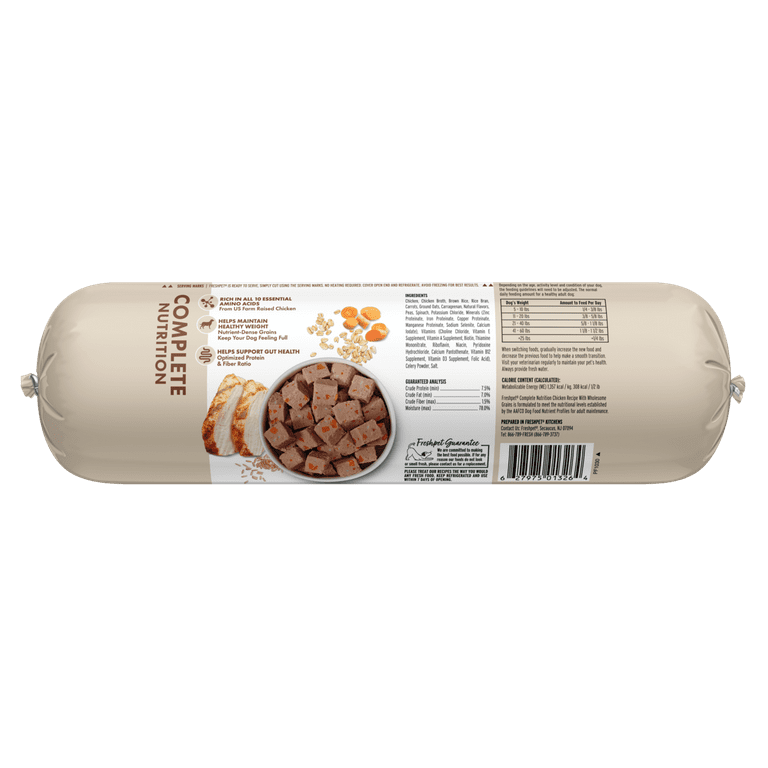 Freshpet Select Complete Nutrition Chicken Recipe With Wholesome Grains Roll 1.5lb Walmart