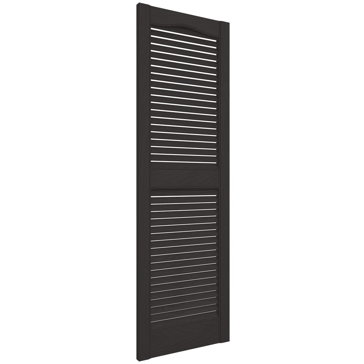 Ekena Millwork 12 in. W x 64 in. H Builders Edge, Standard Cathedral Top Center Mullion, Open Louver Shutters, Includes Matching Installation Spikes (Per Pair), 010 - Musket Brown