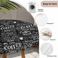 thumbnail image 6 of Black Coffee Fitted Tablecloth with Elastic Edged, Round Table Cloth for Dining Table, Farmhouses Modern Simple Cup Plants Waterproof Oil Proof Table Cover for Indoor Outdoor 36"-44", 6 of 8