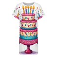 thumbnail image 4 of Birthday Cake with Candles Ablaze Women Nightgown Sleepwear Short Sleeves For Vacations Travels Nightgowns Women's Pajamas, 4 of 7