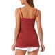 thumbnail image 3 of Camisetas sin mangas para mujer INSPIRE CHIC con sujetador incorporado, ajuste slim, tirantes ajustables, escote redondo, talla XS, color burdeos, 3 of 6