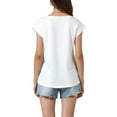 thumbnail image 3 of INSPIRE CHIC Tunic Tops for Women's Short Sleeve Pleated Front Dressy Round Neck Summer Casual Blouses S White, 3 of 6