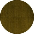thumbnail image 1 of Ahgly Company Machine Washable Indoor Round Abstract Yellow Modern Area Rugs, 4' Round, 1 of 4