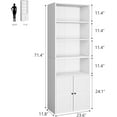 thumbnail image 2 of AEGFKD Bookcase with Doors Industrial Bookshelf 11.8in Depth Display Storage Shelves 71.4in Tall Farmhouse Bookcases Wooden 6 Shelf Bookshelvels for Bedroom, Living Room, Home Office (White), 2 of 8