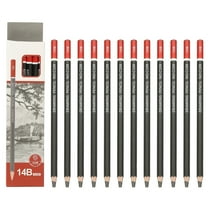 Uxcell 24Pcs 14B Drawing Pencils for Sketching, Hexagonal Pre-sharpened Sketch Pencils for Drawing Writing Art Sketching Artists Beginners, Red/Black