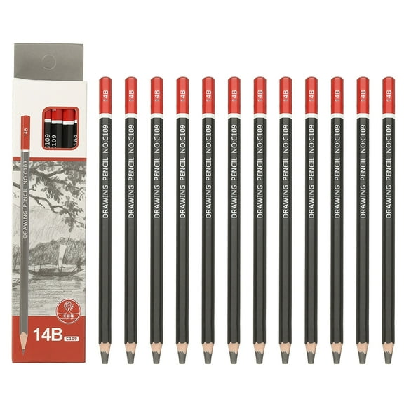 Uxcell 24Pcs 14B Drawing Pencils for Sketching, Hexagonal Pre-sharpened Sketch Pencils for Drawing Writing Art Sketching Artists Beginners, Red/Black