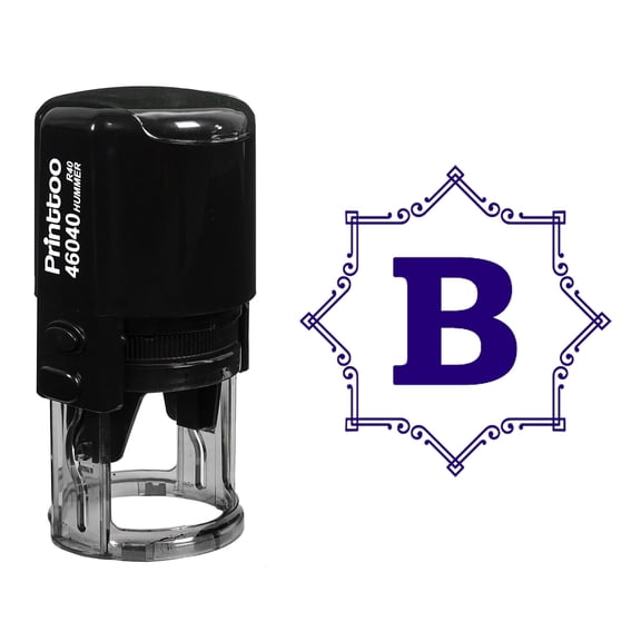 Printtoo R-40 Octagon Celtic Swirl Frame Alphabet B Monogram Self Inking Rubber Stamp Office Stationary