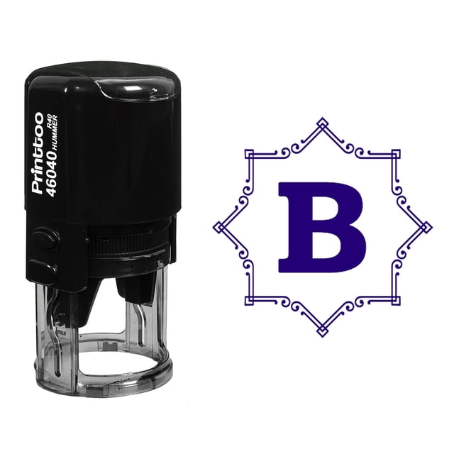 Printtoo R-40 Octagon Celtic Swirl Frame Alphabet B Monogram Self Inking Rubber Stamp Office Stationary