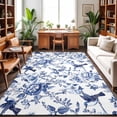 thumbnail image 2 of Area Rug 3x5ft Blue Flowers Washable Area Rugs for Living Room Bird Non Slip Floor Carpet Mat for Kitchen Entryway Bathroom Office Home Decor, 2 of 8