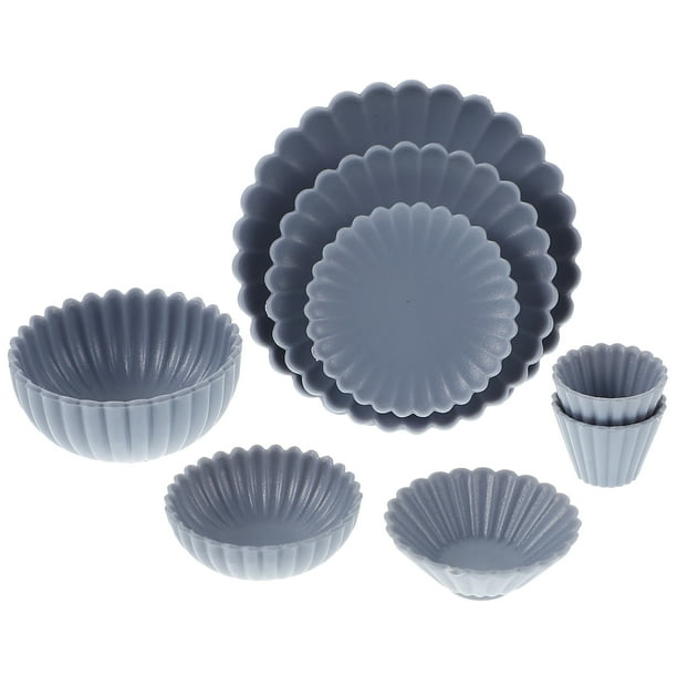 KAKOWELY 8 piezas de vajilla en miniatura para minicasas, tazas, platos, cuencos, juguetes y adornos para minicasas.