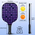 thumbnail image 4 of Pickleball Paddles Set Of 2, Fiberglass Surface, Elegant Geometric Print, 4 Balls & Bag, 4 of 5