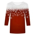 thumbnail image 4 of Usmixi Winter Tee Tops for Women Womens Christmas Shirts Merry Xmas Round Neck Lightweight Ladies Pullover Blouses Casual Snowflake Print Tee Tops Fall 3/4 Sleeve Tops, 4 of 5