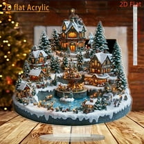2D Acrylic Christmas Village Set, Miniature House Decor for Tabletop Display, Christmas Indoor Decorations for Home