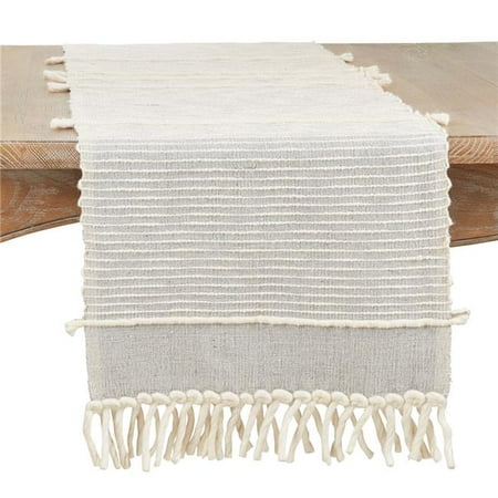 

Saro Lifestyle 614.LB1672B 16 x 72 in. Striped Chunky Fringe Table Runner Light Blue