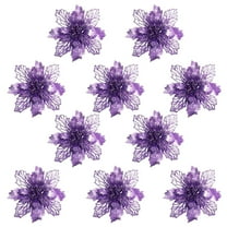 VANLOFE Christmas Decoration Supplies Purple Christmas Tree Ornaments Christmas Simulation Flower Xmas Ornament 10Pcs