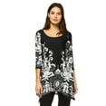 thumbnail image 2 of White Mark Women's Damask Print 3/4 Sleeve Tunic Top, 2 of 4