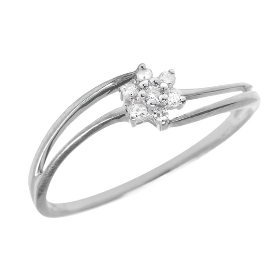 Sterling Silver Diamond Cluster Ring