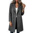thumbnail image 3 of Smsaxvxz Womens Long Trench Coat Fashion Double Breasted Fall Winter Coat Gray XL, 3 of 3