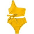 thumbnail image 4 of B91xZ Bikinis de Mode pour Femmes Col Rond Rehausseur Rembourré Brésilien String Maillot de Bain, Jaune TG, 4 of 4