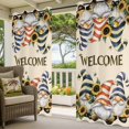 thumbnail image 2 of Dwarf Sunflower Outdoor Curtains for Patio, Bee Retro Waterproof Outside Curtains Privacy Blackout Curtain for Porch Pergola Cabana, 2 Panel 54W x 84L Inch, 2 of 9