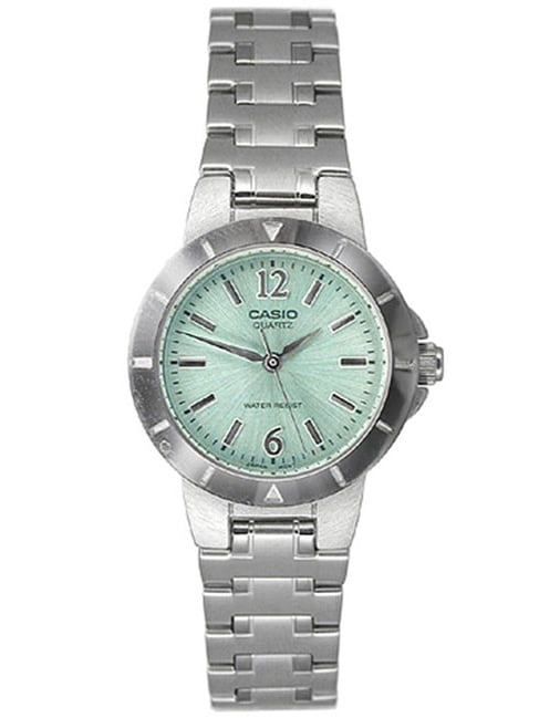 Casio LTP-1177A-3A Women's Casual Analog Watch w/ Green Dial & Notched Bezel