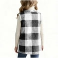 thumbnail image 6 of qolati Girls Flannel Plaid Vest Fall Winter Open Front Sleeveless Shacket Shirt Jacket Soft Sherpa Fuzzy Fleece Outerwear with Pockets 3-15 Years, 6 of 10