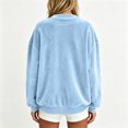 thumbnail image 4 of Stralyhd Lazy Day Velour Open Front Button Jacket Women Oversized Sweatshirt Relax Home Tops Fashion Autumn Night Outwear with Side Pockets Sky Blue S, 4 of 5