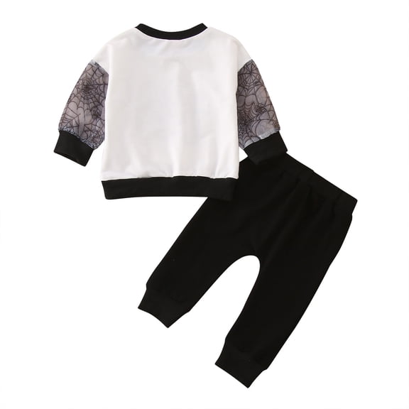 Vedolay Boy's Fall Sets Boys Long Sleeve Graphic Top and Mesh Pants Set,White 6-12 Months