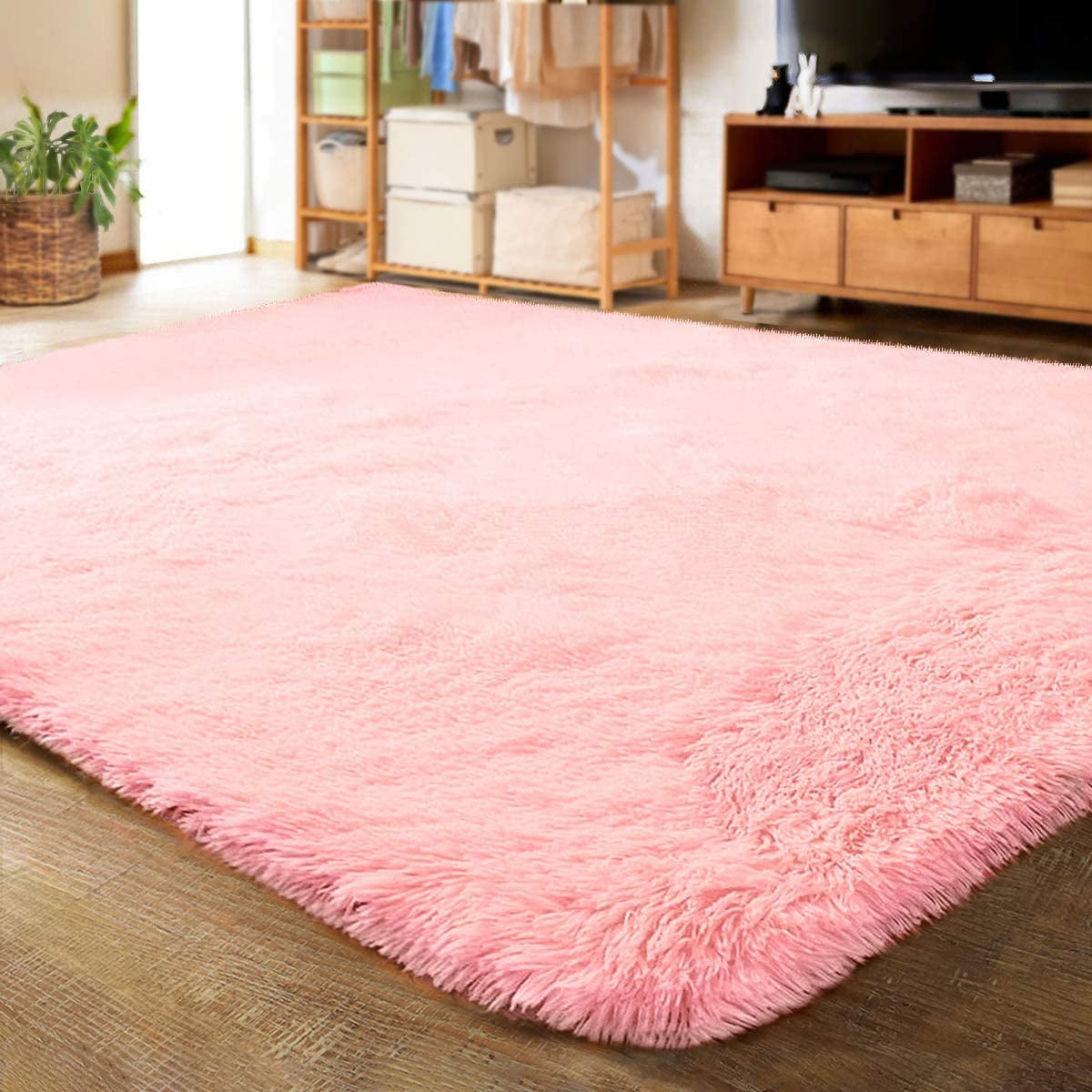 Large Small Kids Rug Grey and Pink Children's Carpet for Girls Bedroom Soft Mat