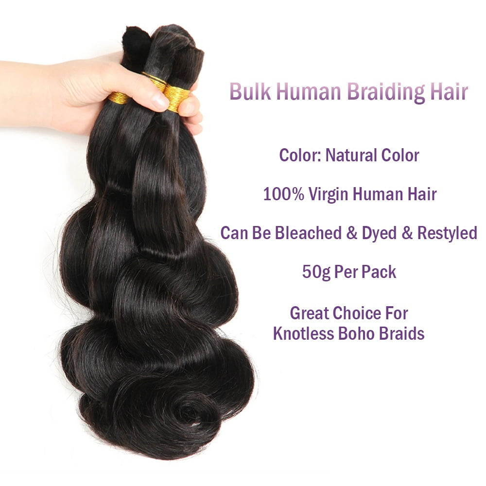 Body Wave No Weft Braids Human Hair Bundles 16''-26'' Virgin Hair Bulk for Braiding