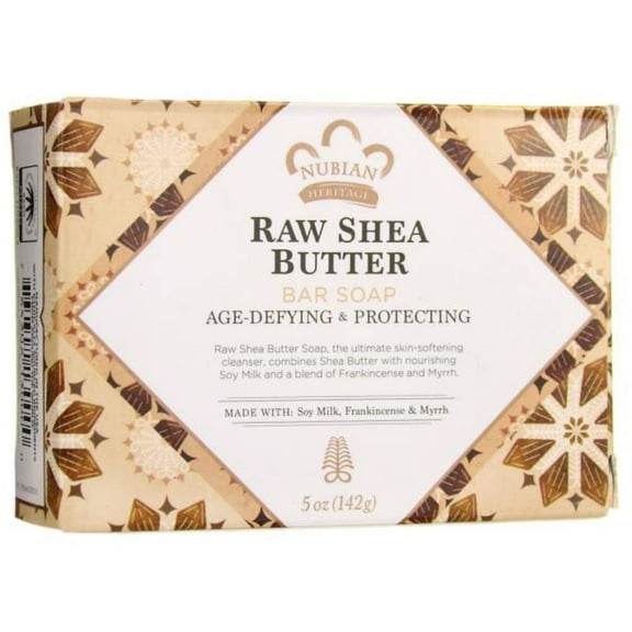 Nubian Heritage Bar Soap Raw Shea Butter With Soy Milk, Frankincense & Myrrh -- 5 Oz - 2Pc