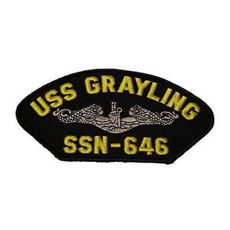 Dolphin Clasps - USN NAVY SHIP USS GRAYLING SSN-646 SILVER DOLPHIN PATCH STURGEON CLASS SUBMARINE
