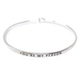 thumbnail image 1 of Me Plus Inspirational YOU'RE MY PERSON Positive Message Engraved Thin Bangle Hook Bracelet (Silver, brass), 1 of 4