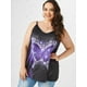 thumbnail image 2 of Top Fluida Estratificada de Talla Extra con Estampado de Mariposa Rosegal Camisetas sin mangas de talla grande, 2 of 5