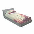 thumbnail image 3 of Ambesonne Floral Fitted Sheet & Pillow Sham Set, Vintage Cosmos Plant Sky, Full, Sky Blue and Dark Coral, 3 of 3