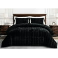 thumbnail image 2 of Chezmoi Collection Piers Black Velvet Quilt Oversized King Set, 3-Piece Lush Plush Distressed Velvet Bedding All Season Lightweight Bedspread, Brushed Microfiber Reverse with Double Square Stitch, 2 of 9