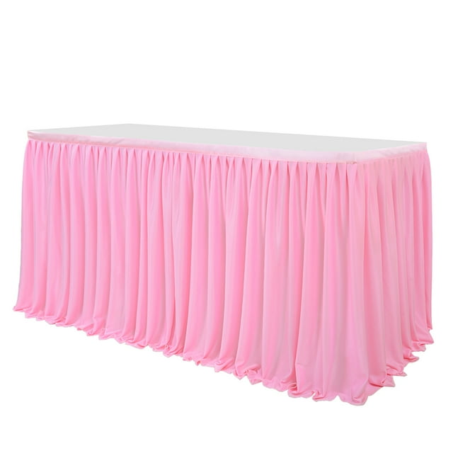 EDTara Table Skirt 72in x 30in Pleated Ruffle Polyester for Wedding, Birthday Party, Baby Shower Decoration