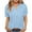 Blue, variant on Kovlvoll Women's Tops Summer Cotton Linen Casual Short Sleeve Button V Neck Loose Solid Color T-Shirt Top