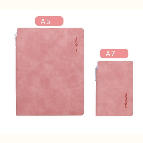HHGBAD Notebook with Pen, Portable Notepad, Convenient Leather Cover, Compact Writing Journal, Ideal for Note-taking, Meeting Records, and Planning, Pink