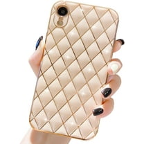 Compatible with iPhone XR Case for Women Girls,Luxury Gold Plating Design with Sparkly Bling Slim Soft Back TPU Bumper Shockproof Phone Case Cover for iPhone XR-Pink