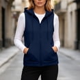 thumbnail image 2 of Wuztai Women's Zip Hooded Vest Sleeveless Casual Loose Solid Soft Lightweight Cardigan Jacket Dark Blue XL, 2 of 7