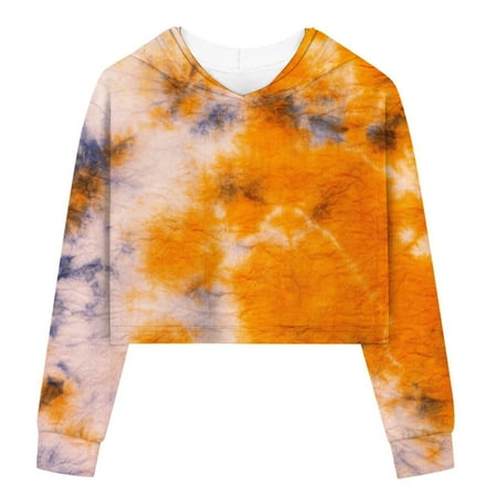

Girls Graphic Tees Casual Loose Active Full Sleeves Hoodies Sweatshirts Hooded Short Pullover Tie Dye Girl T-Shirts Y2K