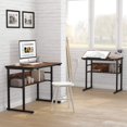 thumbnail image 4 of 67 inch L-Shaped Desk with Storage Shelves, Double Corner Computer Desk with Bookshelf, Modern Office Desk Workstation Drawing Drafting Table with Tiltable Tabletop for Home Office (Rustic Brown), 4 of 7