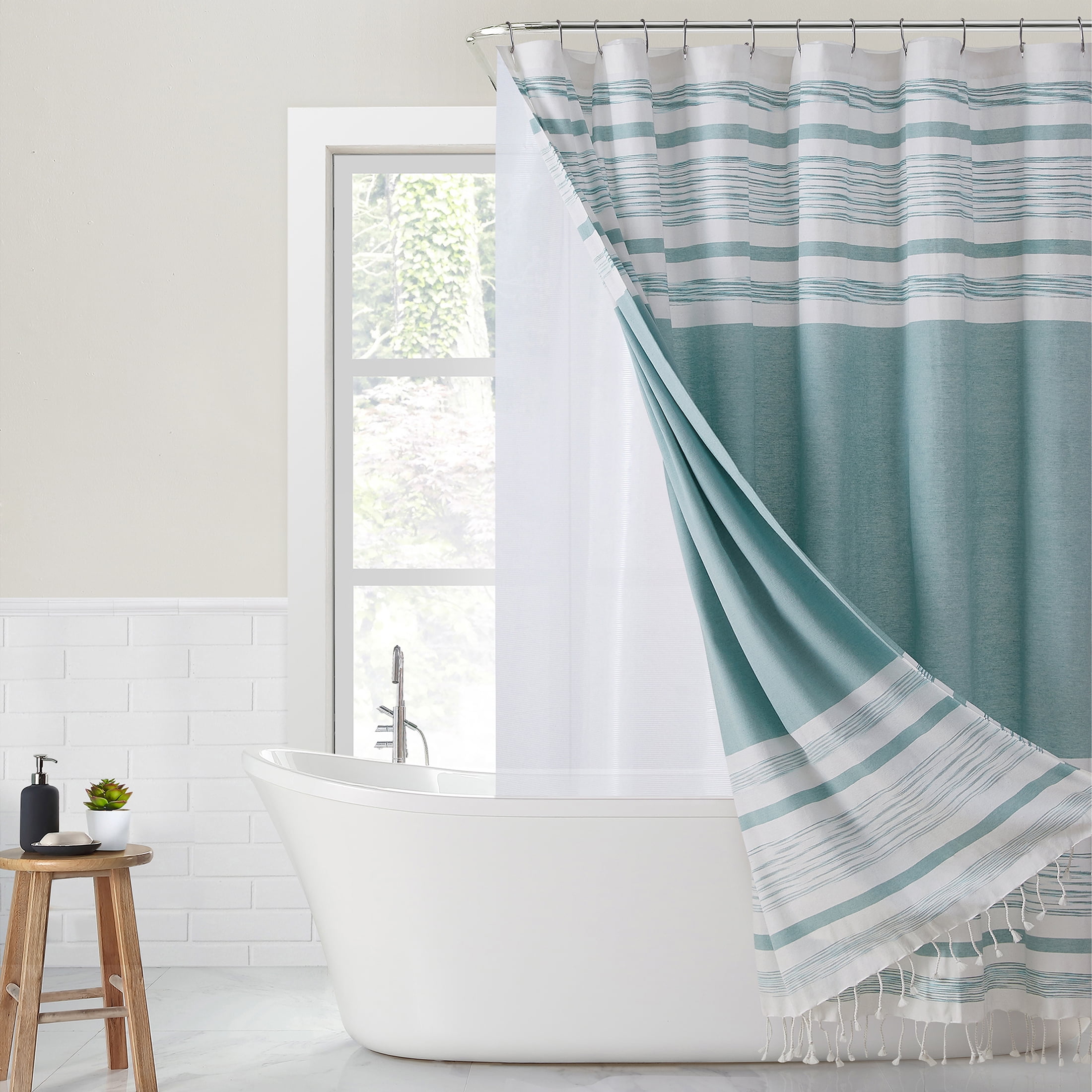 Buffalo Bills Waterproof Mildew Resistant Bathroom Shower Curtain Set 72x72" 