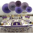 thumbnail image 3 of Party Hanging Paper Fans Set, Round Pattern Paper Garlands Decoration for Birthday Wedding Graduation Events Accessories, Set of 6, 3 of 7